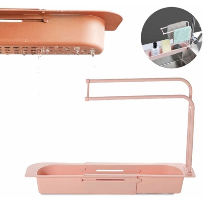 2 pz Telescopico Telescopico Cooking Cooking Basket Storage Basket Bag Rubinetto Tap Tap regolabile Bagno Stacket Media Accessorio di cottura (rosa)