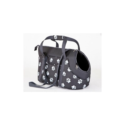 Hobbydog - Borsa da trasporto per cani e gatti, Colore grafite, con Disegno zampe stampate, Taglia 2 (27 x 25 x 43 cm)