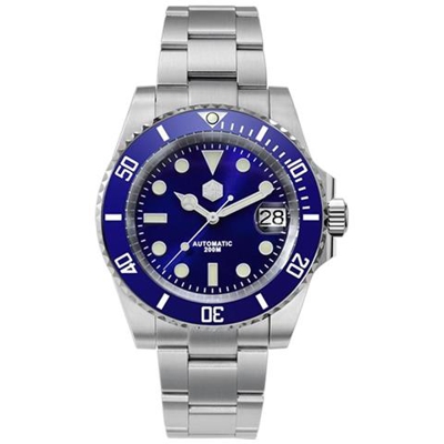 San Martin Diver Water Ghost Luxury Sapphire Crystal Men Orologi Meccanici Automatici [ braccialetto Blu]