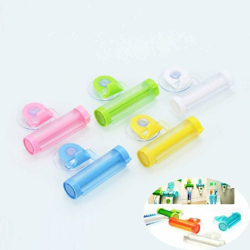 LITZEE Dispenser di dentifricio da 5 pezzi, pressa per tubi a rullo per tubi, tubo di dentifricio per spremere per mani Tubo di vernice cosmetica características