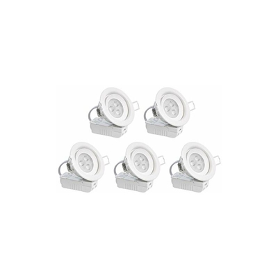Lampadina ad incasso integrato, Rotonda, a LED, Stile Slanciato, da 3W, per foro da 70mm, 4000K, Bianco Freddo, Confezione da 5 - Amazon Basics