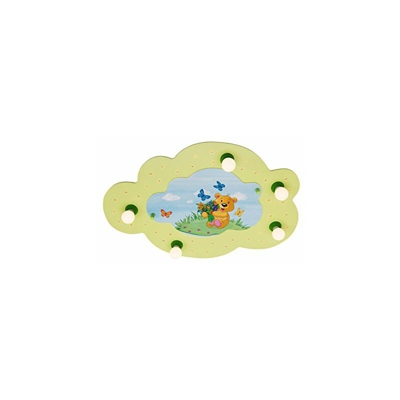 Elobra Bildwolke Teddybär Plafoniera a LED per Bambini. E14, Verde Tiglio, 73 x 47 x 6 cm