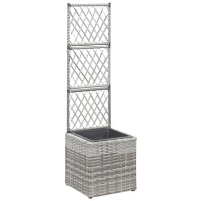 Letto Rialzato A Traliccio 1 Vaso 30x30x107cm Polyrattan Grigio
