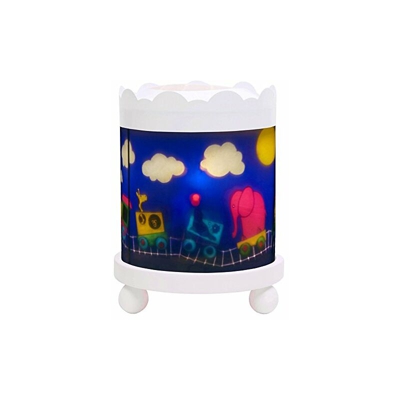 Trousselier 43M37W Lampada da Comodino con Proiettore Girevole Motivo Treno, Bianco