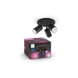 PHILIPS Hue White and Color Ambiance Fugato Faretti Connessi Orientabili, 3 Punti Luce, Nero, Lampadina Attacco GU10 Inclusa en oferta