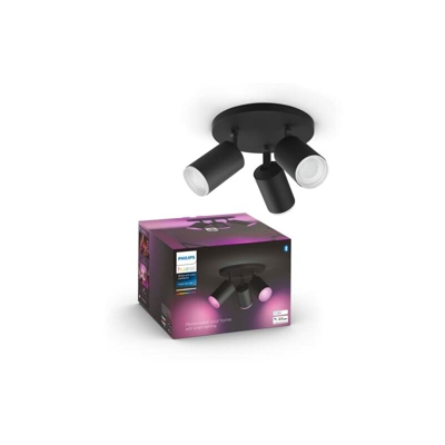 PHILIPS Hue White and Color Ambiance Fugato Faretti Connessi Orientabili, 3 Punti Luce, Nero, Lampadina Attacco GU10 Inclusa