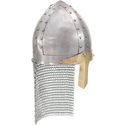 Elmo da Cavaliere Crociato Antico Replica LARP Argento - Vidaxl