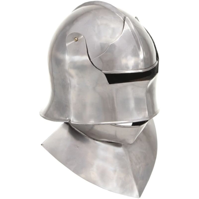 Elmo da Cavaliere Medievale Antico LARP in Acciaio Argento - Vidaxl