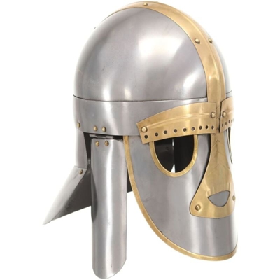 Elmo Medievale Antico Replica LARP Argento in Acciaio - Vidaxl