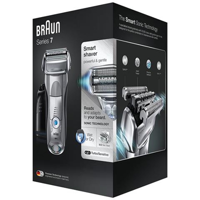 Series 7 7898cc Elettrica Lamina Maschile, Umido E Secco Con La Stazione Pulita E Carica, Ricaricabile Stoppie Rasoio Per Gli Uomini, Argento