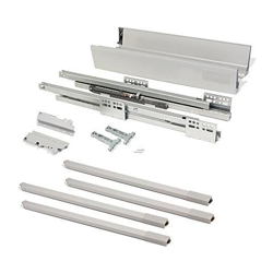 Kit De Cajón Para Cocina O Baño Con Guias De Extracción Total Y Cierre Suave, Altura 204mm Y Profundidad 400mm, Gris en oferta