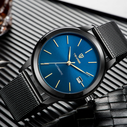 Marca Luxury Gold Uomo Automatico Meccanico Watch Impermeabile Mesh Stainless Steel Band a carica Uomo casuale orologio da polso - Tevise características