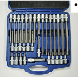 Kit 32 Pz Inserti Inserto Ribe Chiavi Bussola 1/2' Lunghe Auto Meccanico R5 R14 en oferta