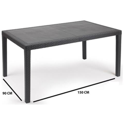 Tavolo Tavolino Rettangolare Prince In Resina Finto Rattan Vimini Nero Antracite en oferta