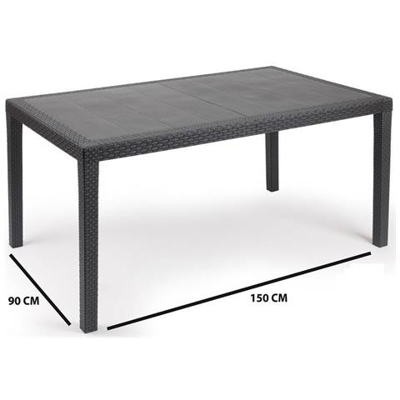 Tavolo Tavolino Rettangolare Prince In Resina Finto Rattan Vimini Nero Antracite