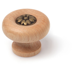 Pomolo stile classico, Legno-Zama, Faggio Trasparente, 40 mm di diametro. Marchio REI en oferta