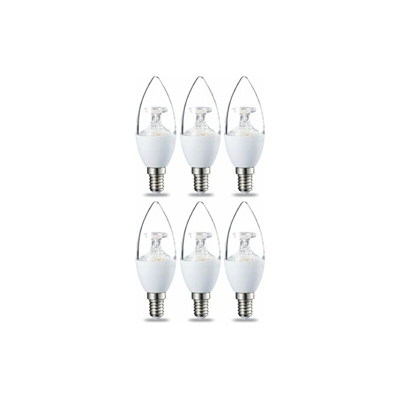 Amazon Basics Lampadina LED E14 a Oliva, 6W (equivalenti a 40W), Luce Bianca Calda, Dimmerabile- Pacco da 6