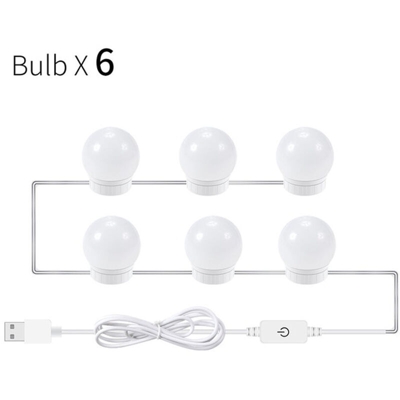 Luce per specchio per trucco a LED Hollywood, luce frontale per specchio in pasta con ventosa bianca,6 lampadine - 6 lampadine