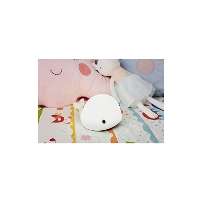 48032 Night Whale Luce Notturna Balena per Bambini con Batteria LED Lampada per cameretta con Cambio di Colore in Silicone Senza BPA, Bianco - Pauleen