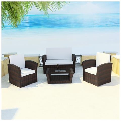 10 Pz Set Mobili Da Giardino In Polirattan Marrone