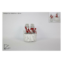 cesto vimini c/2 bottiglie 250ml rosso ql15-016@ precio