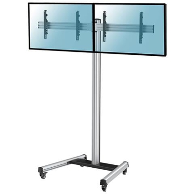 031-1211k2 Supporto Tv Da Pavimento Mobile Con Ruote Per 2 Tv Lcd Led 43-49, Altezza 240 Cm