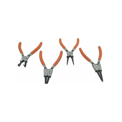 SET 4 PINZE CIRCOLARI ANELLI ELASTICI INTERNI ESTERNI 180mm DRITTE E ANGOLO 90 GRADI