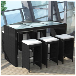 13 Pezzi Set Bar Da Giardino In Poly Rattan Nero características