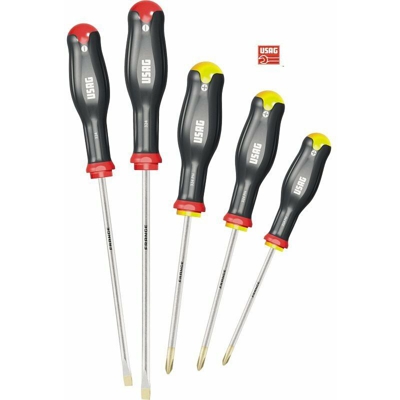 324 SH5 SERIE SET KIT 5 GIRAVITI PROFESSIONALI CACCIAVITI A CROCE E TAGLIO - Usag