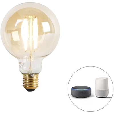 CALEX Smart Home - Filamento a LED dorato G95 E27 220-240 V 7 W 806 lm 1800-3000 K, goud