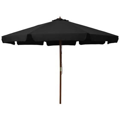 Ombrellone Da Esterni Con Palo In Legno 330 Cm Nero