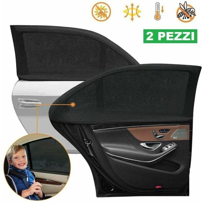 2 Tendine Parasole Auto Finestre Bambini Vetri Posteriori Laterali Zanzariera