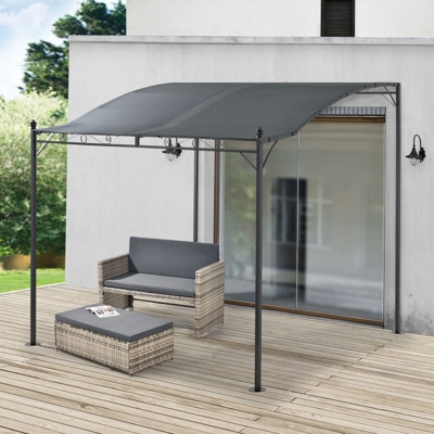 Pergolato da Giardino/Terrazza con Tettuccio in Tessuto e Struttura in Acciaio 300 x 250 x 243/193 cm Pergola/Gazebo per Feste - Grigio Scuro