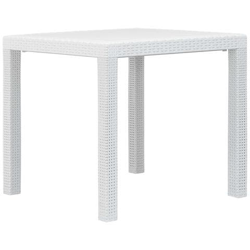 Tavolo Da Giardino Bianco 79x79x72 Cm In Plastica Stile Rattan características
