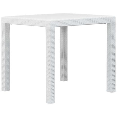 Tavolo Da Giardino Bianco 79x79x72 Cm In Plastica Stile Rattan