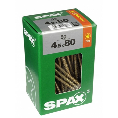 Lot 50 Viti A Testa Svasata Acciaio Testa Torx, Diam.4.5 Mm X Mm L.80 - Spax