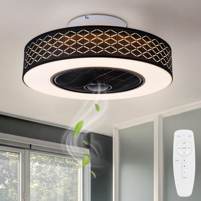 Etc-shop - Ventilatore da soffitto con illuminazione, telecomando lampada da soffitto con ventilatore, timer, silenzioso, rotondo, 3 livelli, 1x 24W