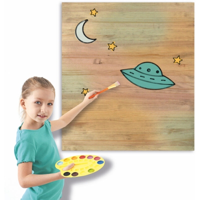 Quadro da dipingere per bambini, legno pino massiccio. Ufo. 60X70