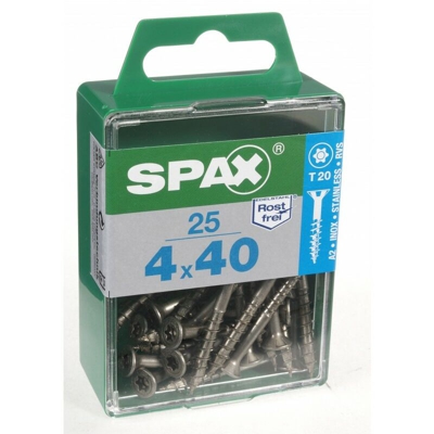 Set Di 25 Viti In Acciaio Inox Svasata Testa Torx Diam.4 Mm X Mm L.40 - Spax
