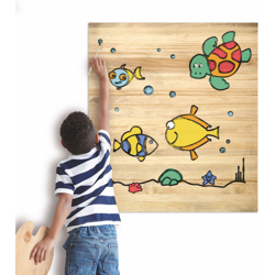 Quadro da dipingere per bambini, legno pino massiccio. Pesci. 60X70 en oferta