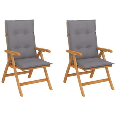 Sedie Da Giardino 2 Pz Con Cuscini Grigi In Massello Di Teak