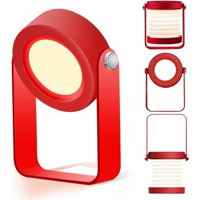 Lampada da comodino a LED - Lampada da comodino - Lanterna vintage - Dimmerabile - Pieghevole - Portatile - Lampada da campeggio per camera da letto,