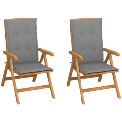 Sedie Da Giardino 2 Pz Con Cuscini Grigi In Massello Di Teak en oferta