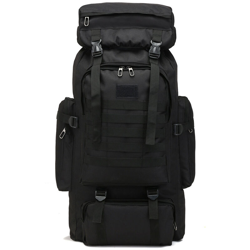 Insma - Zaino tattico militare grande 80L Zaino da campeggio per escursionismo Zaino da viaggio in nylon mimetico NERO en oferta