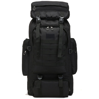 Insma - Zaino tattico militare grande 80L Zaino da campeggio per escursionismo Zaino da viaggio in nylon mimetico NERO