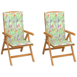 Sedie Da Giardino 2 Pz Cuscini Motivo A Foglie Massello Di Teak precio