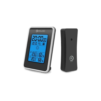 Stazione meteo Premium con orologio radiocontrollato, indicatore della temperatura interna ed esterna, termometro digitale igrometro - Wisegoods