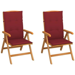 Sedie Da Giardino 2 Pz Con Cuscini Rosso Vino Massello Di Teak precio
