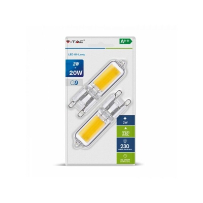V-tac - Faretto Lampadina LED G9 2W 230V 2700K (Blister 2 Pezzi)