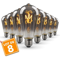 Lotto di 8 lampadine a LED E27 ST64 affumicato filamento vintage decò en oferta